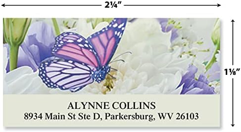 Colorful Images Butterfly Return Address Mailing Labels, Personalize with Name & Addresses, Set of Self Adhesive, Easy Peel Flat Label Sheets (Butterfly-Large)