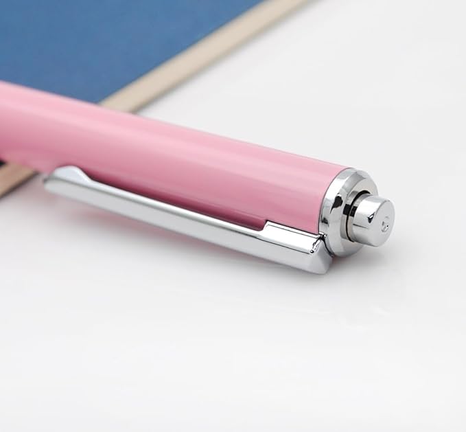OASO K016 Retractable Fountain Pen Set 0.5mm with 4pcs Blue Ink Cartridges Smooth Writing for School Students (Coral Pink)