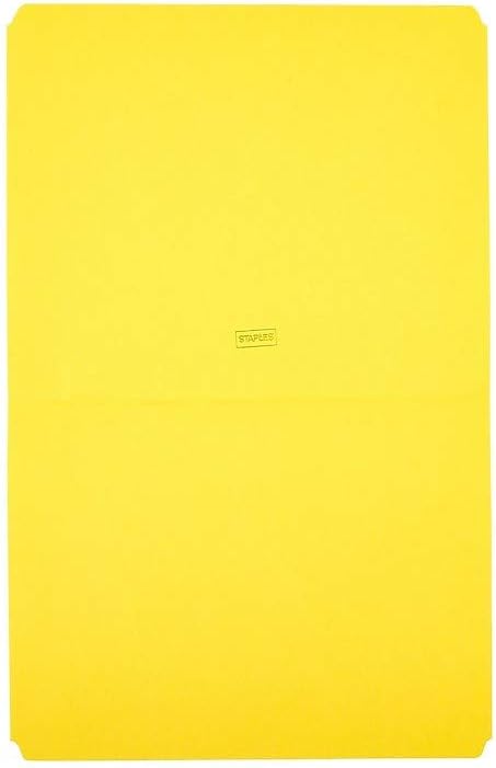Staples Top‑Tab File Folders, Straight‑Cut, Letter Size, Yellow, Durable Paper Stock, 100/Box