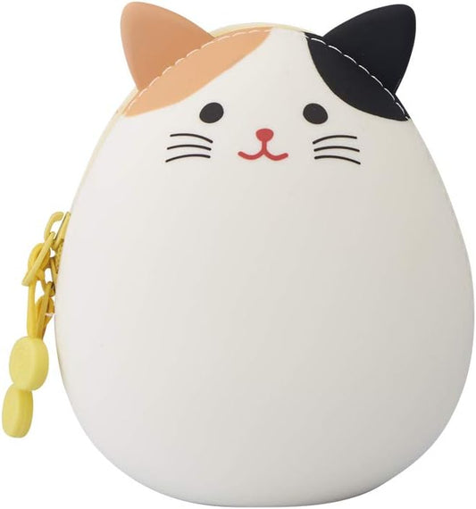 LIHIT LAB PuniLabo Zipper Pouch, Egg-Shaped, Calico Cat (A7782-7), Medium: 2.2 Ã— 2.4 inches