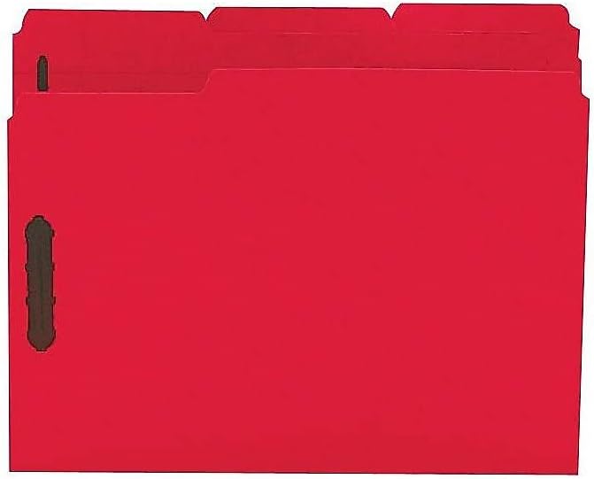 Staples Reinforced Tab Fastener Folder, Letter Size, Assorted Colors, Durable Pressboard Construction, 50/Box