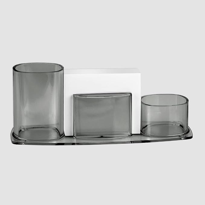 Acrimet Millennium Desk Organizer Cup Caddy – Plastic Desktop Holder for Pen, Pencil, Clips, Desk Accessories & Memo Paper – Includes 200 Sheets of Memo Paper (Clear Gray Color)