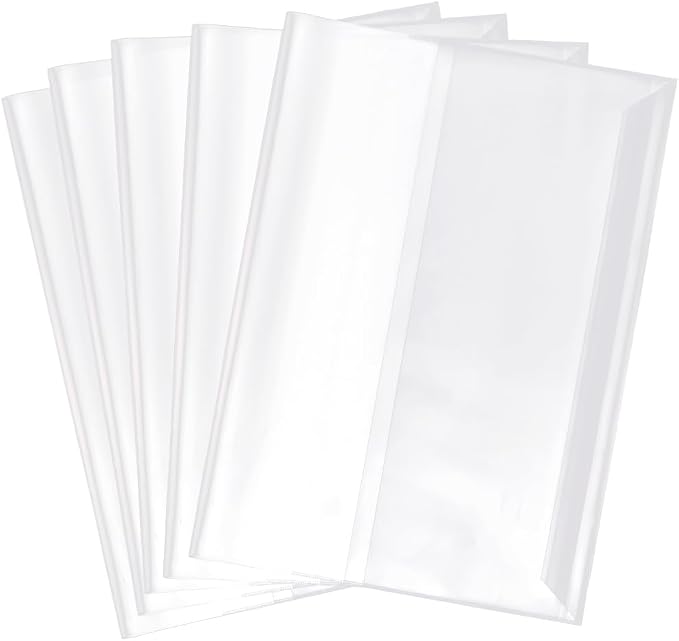 GORGECRAFT 10Pcs Clear Plastic Book Covers 12 x 8.6 Inch Adjustable Transparent Waterproof Book Sleeve Protector with Self-Adhesive Closure for Notebook Textbook Paperbacks Journal Diary Document