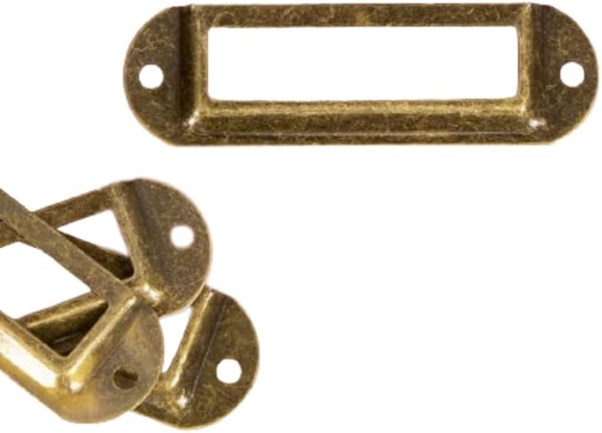 Craftelier - Set of 4 Basic Metal Label Holders for Decorating Your Scrapbooking Projects and Labeling Albums, Planners, Notebooks or Organizing Boxes - Size 7 x 2 cm - Bronze Gold