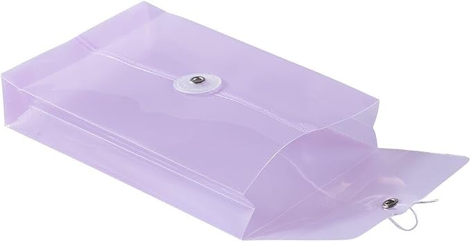 JAM PAPER Plastic Envelopes with Button & String Tie Closure - 4 1/4 x 6 1/4 - Lilac Purple - 3/Pack