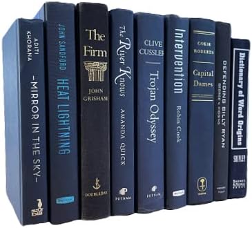 Decorative Accent for Home Decor – Real Books by Color® Interior Styling Piece for Bookshelf, Coffee Table, Design Display (Set of 7, Dark Blue)