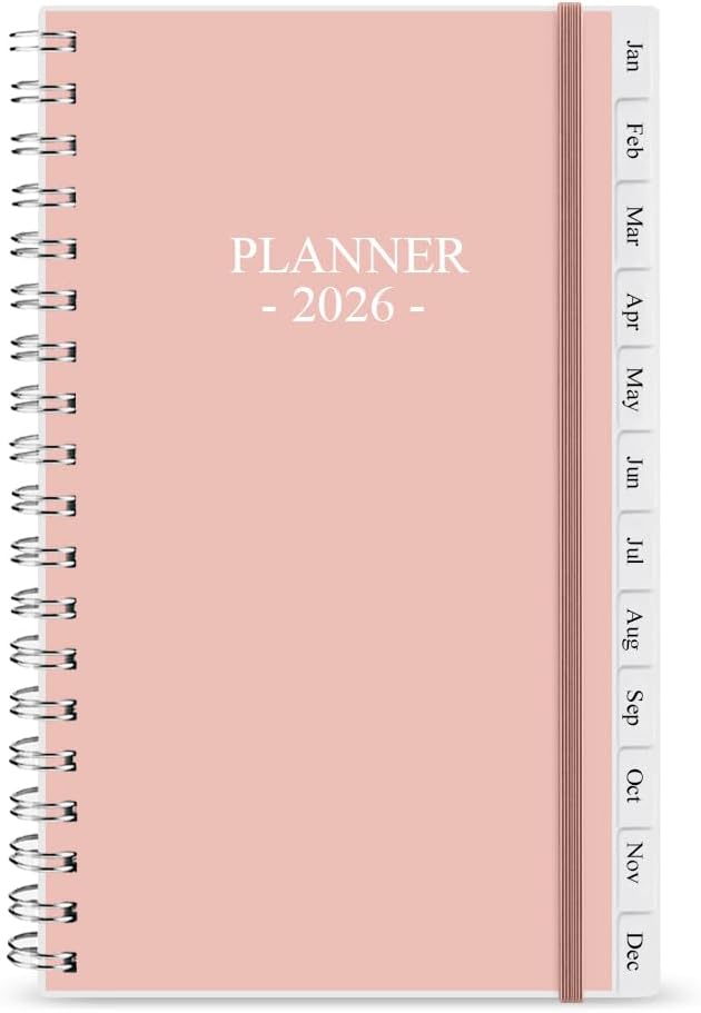 2026 Pocket Planner/Calendar - January 2026 - December 2026, A6 Weekly & Monthly Organizer Notebook & Journal to Track Goals, Easy to Organize Your Daily Life, 3.75" x 6.75", Pink