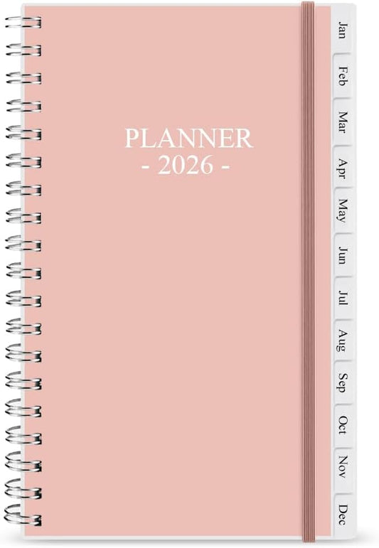 2026 Pocket Planner/Calendar - January 2026 - December 2026, A6 Weekly & Monthly Organizer Notebook & Journal to Track Goals, Easy to Organize Your Daily Life, 3.75" x 6.75", Pink