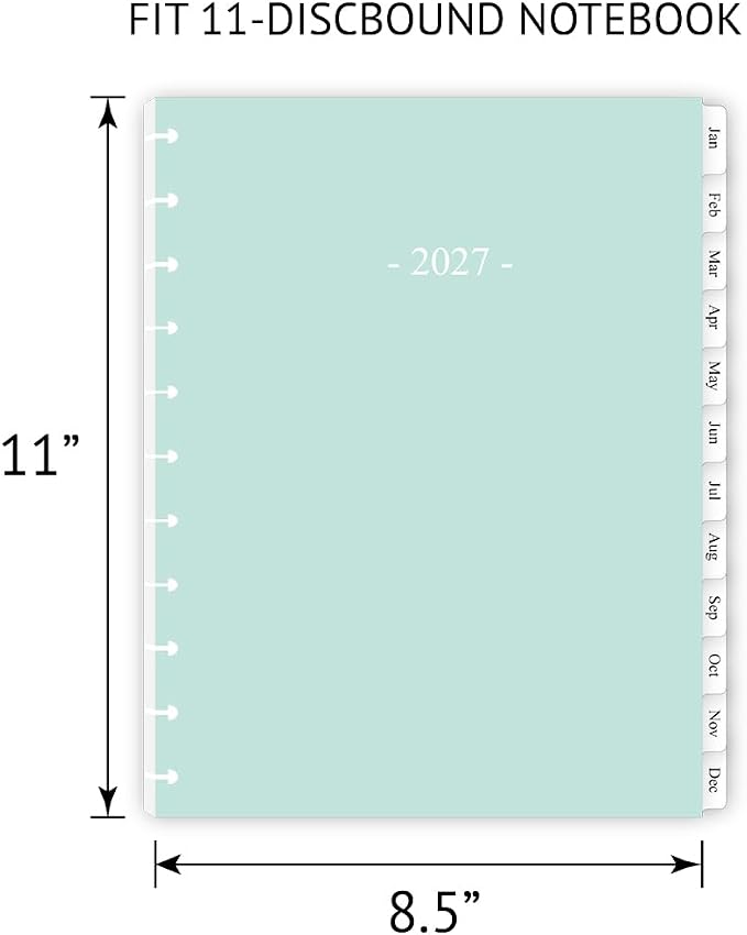 2027 Weekly Planner Refills for 11-Discbound Notebooks, Monthly Tabs, 11-Disc Punches, Letter Size, 8-1/2" x 11"