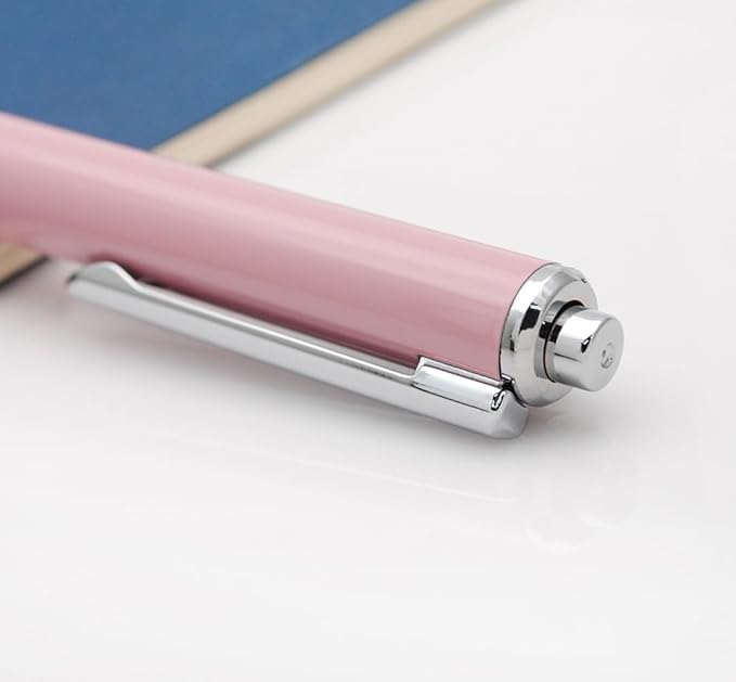 OASO K016 Retractable Fountain Pen Set 0.5mm with 4pcs Blue Ink Cartridges Smooth Writing for School Students (Deep Sea Pink)