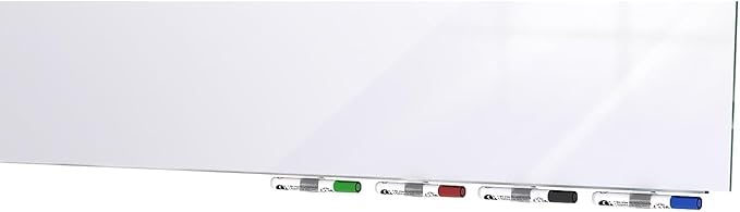 Aria 3'H x 4'W Magnetic Low Profile 1/4" Glass Whiteboard - Horizontal White - 4 Rare Earth Magnets, 4 Markers and Eraser