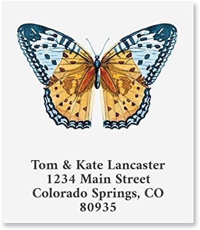 Colorful Images Butterflies Return Address Mailing Labels, Personalize with Name & Addresses, Set of 144 Self Adhesive, Easy Peel Flat Label Sheets, 1½” x 1¾”, 6 Designs