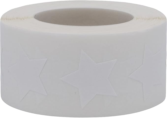 White Star Shape Stickers 0.75 Inch 500 Adhesive Labels