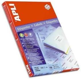 CAJA 100 HOJAS ETIQUETAS FT/IM 210X297 APLI CANTOS RECTOS
