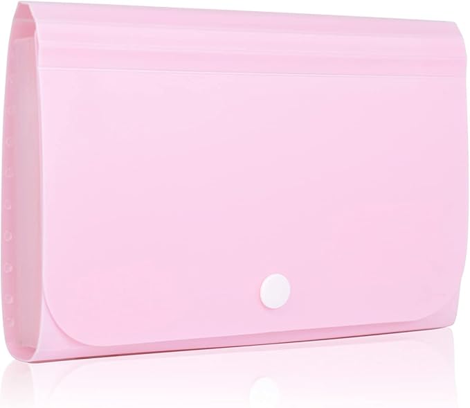 Receipt Organizer, Coupon Organizer, Folder Organizer Mini Organizer Wallet for Coupons, Receipts, Cash, Tax Item or Changes,7x4.5 in 13 Pockets with Tabs Check Case(Pink)