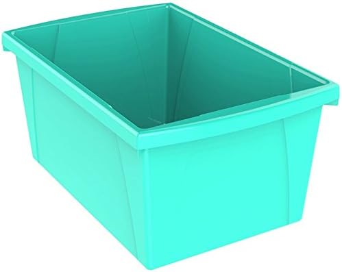 Storex 5.5 Gallon Storage Bin – Plastic Classroom Organizer for Books and Supplies, Teal, 6-Pack (61478U06C)