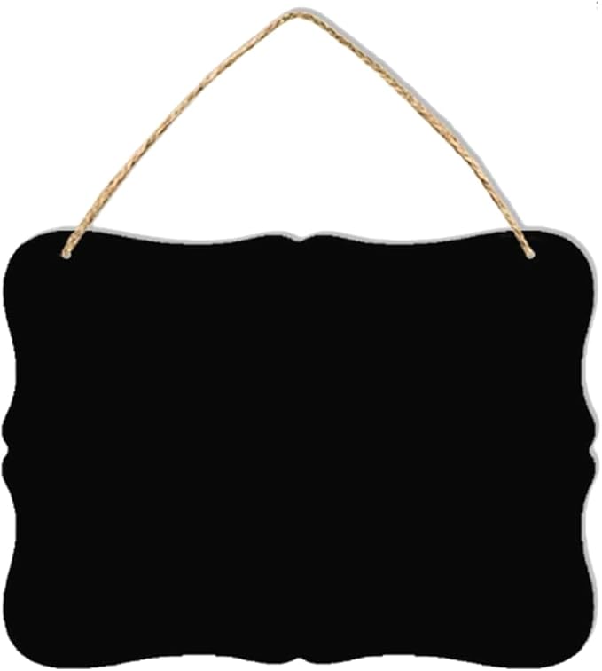 Wooden Double Sided Hanging Chalkboard Signs, Vintage Erasable Message Board Sign with Hanging String for Wedding Kitchen Home Party Decoration (Rectangle 03)