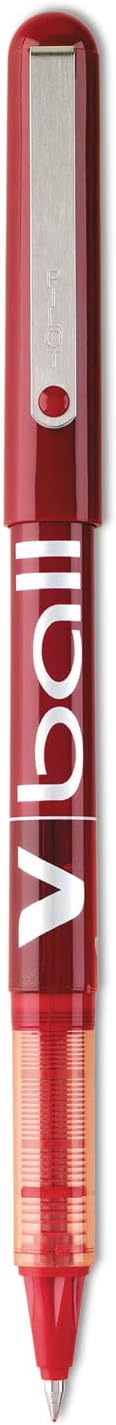 PILOT Vball Liquid Ink Rolling Ball Stick Pens, Extra Fine Point, Red Ink, 12-Pack (35202)