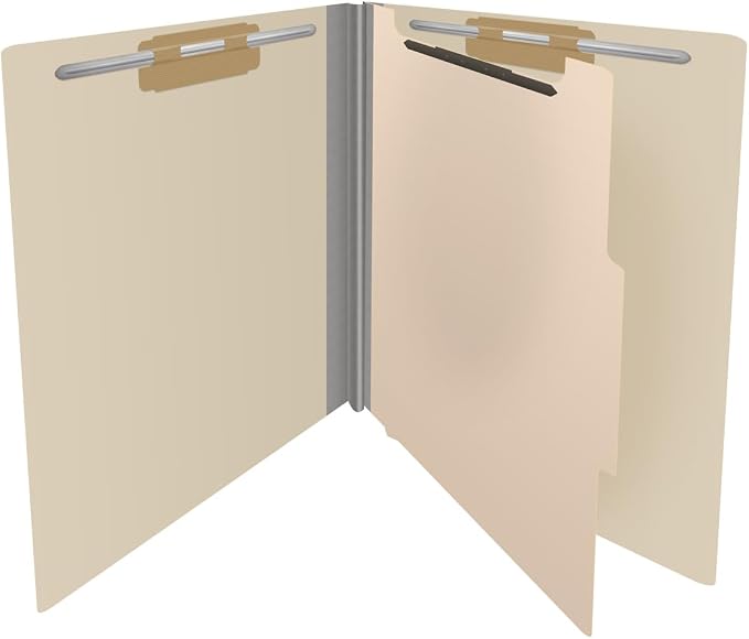 18 Pt. Manila Classification Folders, Full Cut End Tab, Letter Size, 1 Divider (Box of 10)