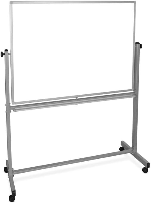 Luxor MB4836WW Mobile Whiteboard 48" W x 36" H (Pack of 2) Double-Sided Magnetic Dry Erase Markerboard