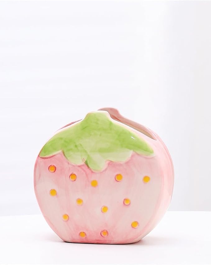 Strawberry Pencil Holder Toothbrush Holder Cute Pen Holder for Desk Organizer Makeup Brush Pencil Cup Kawaii Desk Accessories Aesthetic Office Home Decor Birthday Gifts for Women (Pink)