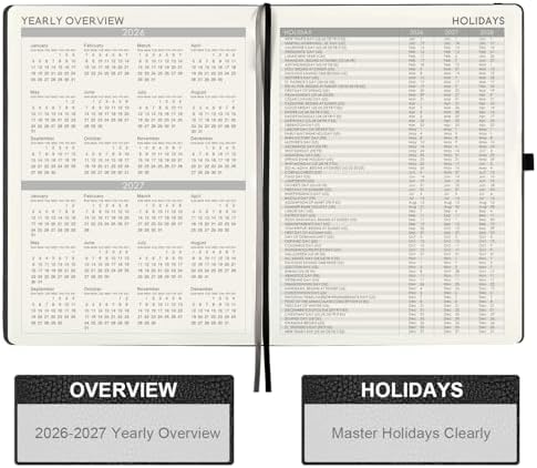 2026-2027 Planner-Weekly & Monthly Planner 2026-2027 with Pen Loop, to Achieve Your Goals & Improve Productivity, Jul 2026 - Jun 2027, Thick Paper, Inner Pocket, 8.5" x 11" - Grey