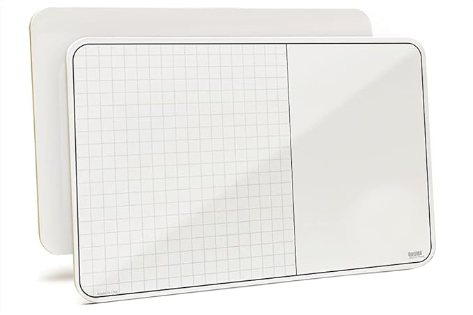 Ghost Grid with Work Space, 11" x 17" x 1/8" Double Sided Dry Erase Grid Lap Board, No Ghosting, Only from OptiMA Dry Erase Products,