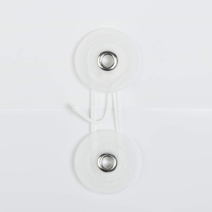 JAM PAPER Plastic Envelopes with Button & String Tie Closure - Letter Booklet - 9 3/4 x 13 - White - 12/Pack
