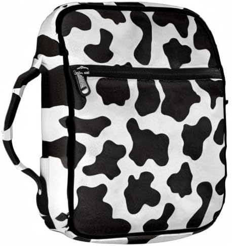 Coldinair Cow Print Bible Cover for Men Women with Handles and Zippered Pocket,Bible Carrying Case,Bible Tote Bag for Kids,Bible Book Cover,Bible Accessories,Christian Gifts