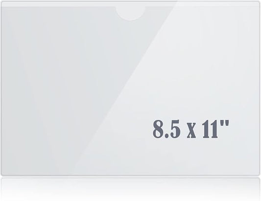 8.5" x 11" Peel & Stick Letter Size Pocket, Crystal Clear 8.5 x 11 Adhesive Wall Pockets- 7 Pack