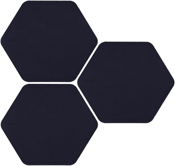 Leather Magnetic Notice Board Platform | Adhesive On Wall Organiser Hexagon 17cmx20.3cm | Best with Coulf Magcessories | 3 Pcs Dark Lilac