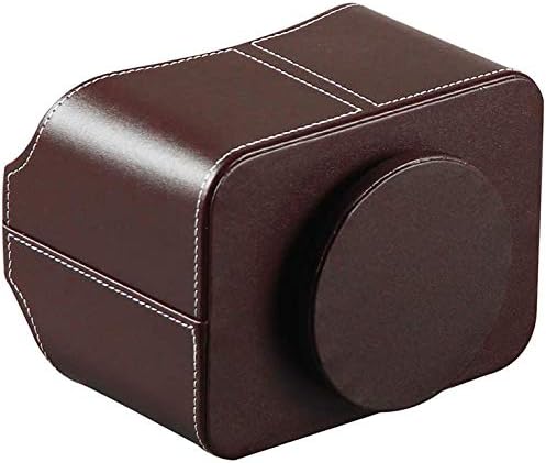 PU Leather Remote Control Holder, 360 Degree Spinning Desk TV Remote Caddy, Desk Organizers and Accessories, for Controller, Media, Mail, Calculator, Mobile Phone, Pen Storage Holder, Brown