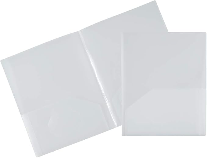 JAM PAPER Heavy Duty Plastic Multi Pocket Folders - 4 Pocket Organizer - Clear - 2/Pack