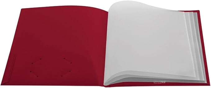 Ultra PRO - 50 Pack Red Heavy Duty 2-Pocket Folders with 6 Clear Internal Pages, Waterproof Poly Project Organizer for School and Office, Fits 8.5 x 11 Letter Size, Customizable Clear Covers