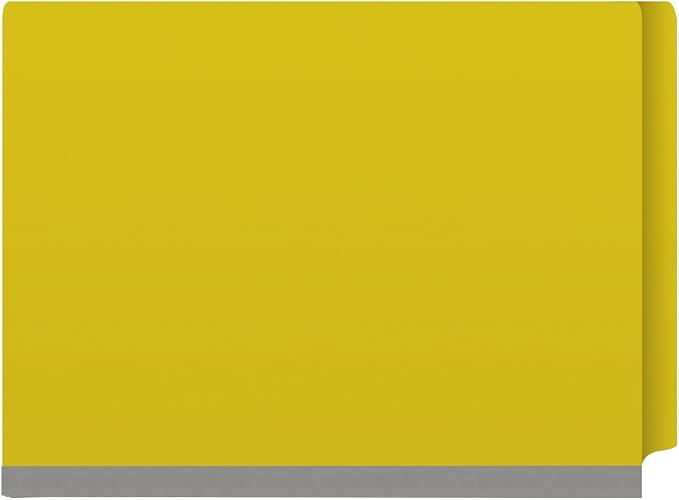 25 Pt. Pressboard Classification Folders, Full Cut End Tab, Letter Size, 2 Dividers, Yellow (Box of 10)