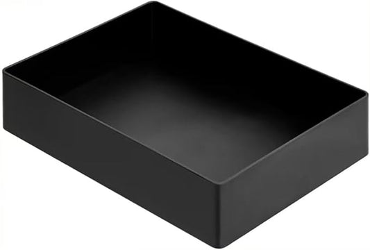 Amazon Basics Rectangular Plastic Desk Organizer with Storage Trays, Accessory Tray for Office Supplies and Pen Holder, 9.4 x 6.7 x 2 inch, Black