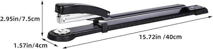 SEWACC Long Arm Desk Stapler Manual Heavy Duty Stapling Tool for Office and School, Thick Paper Binding with Staple Hole Punch, Portable Multi-use Office Stapler