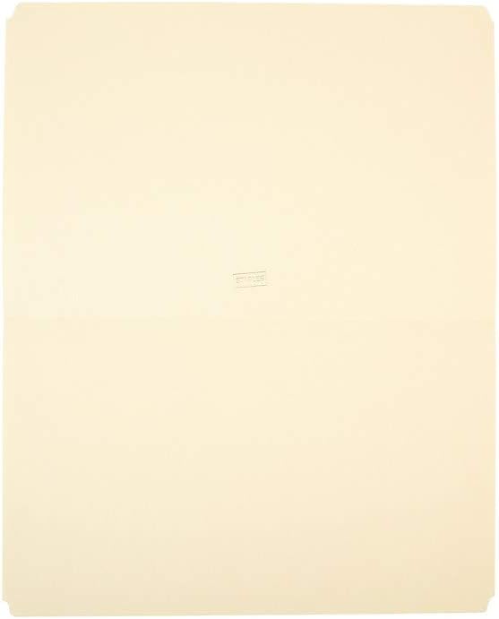 Staples File Folders, Straight‑Cut, Legal Size, Manila, Durable Paper Stock, 100/Box
