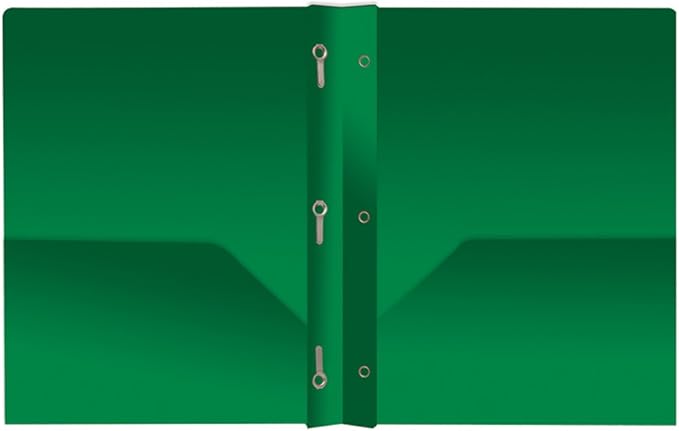 Better Office Products Poly 2 Pocket Folders with Prongs, Heavyweight, 6 Pieces, Assorted Primary Colors, Letter Size
