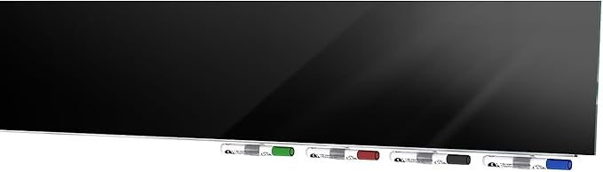 Aria 3'H x 4'W Low Profile 1/4" Glass Whiteboard - Horizontal Black - 4 Markers and Eraser