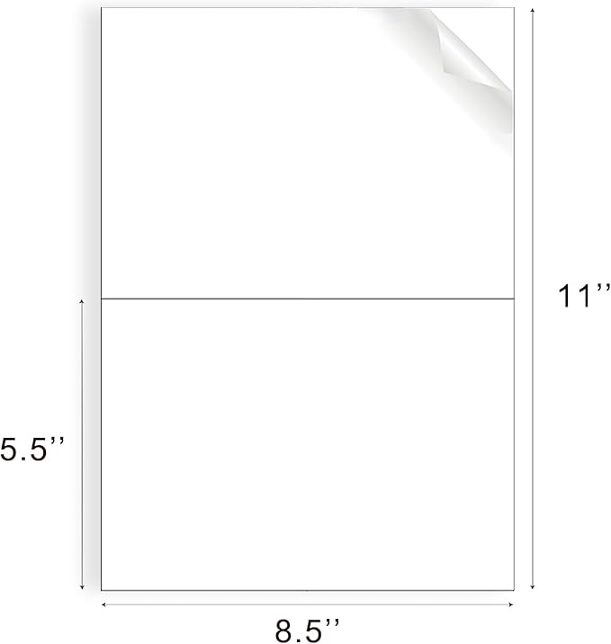8.5"x5.5" Shipping Labels, Matte White Printable Labels, 80 Total (40 Sheets, 2-Up), Compatible with Laser & Inkjet Printers for Packaging & Mailing