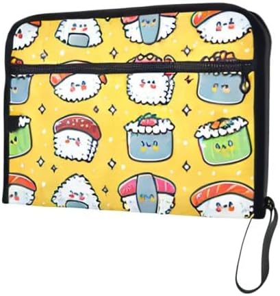Cute Funny Sushi 13 Pockets Expanding File Folder with Sticky Labels Accordion File Folder Document Organizer Letter Size A4 Papers Expandable File Keeper