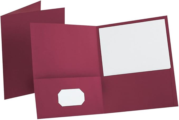 Oxford Two Pocket Folders,Textured Paper,Burgundy,for School,Home,and Office,Letter Size,25 Per Box (57557),(Pack of 5)