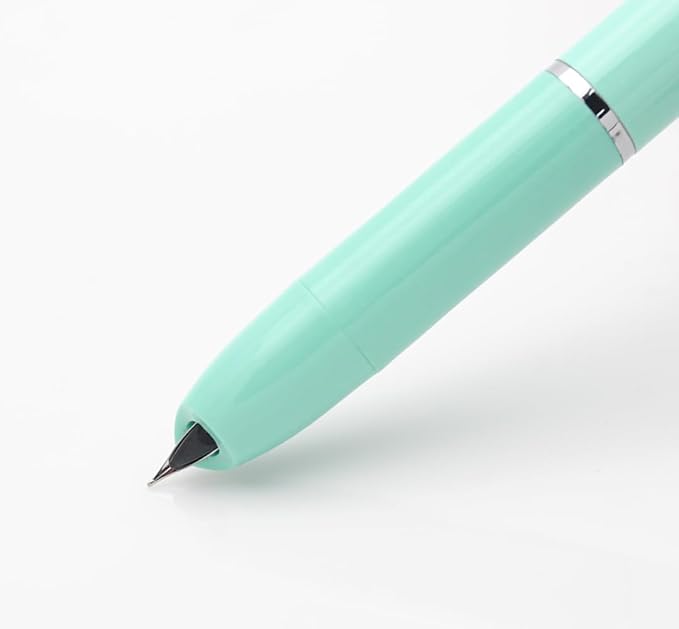 OASO K016 Retractable Fountain Pen Set 0.5mm with 4pcs Blue Ink Cartridges Smooth Writing for School Students (Seaweed Green)