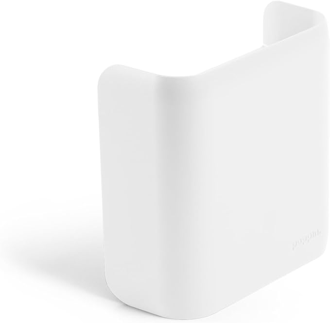Poppin Magnetic Pen Holder - Office Supplies Storage Cup with 3 Mounting Options (adhesive strips, magnets, or screws), Mounts to Walls, Refrigerators, Lockers (White)