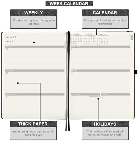 2026-2027 Planner-Weekly & Monthly Planner 2026-2027 with Pen Loop, to Achieve Your Goals & Improve Productivity, Jul 2026 - Jun 2027, Thick Paper, Inner Pocket, 8.5" x 11" - Grey