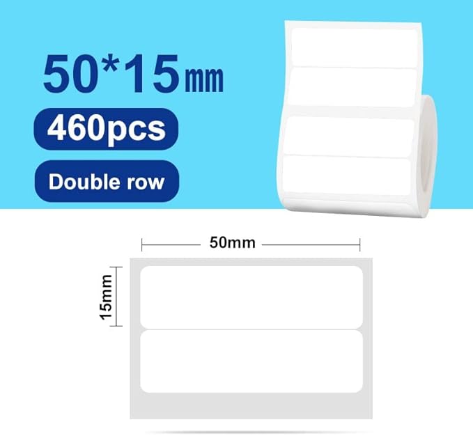 B21 Label Maker Tape Adapted Label Print Paper Mini Labels Sticker 1.96" x 0.59" Standard Laminated Office Container Labeling Tape Replacement for B21 Label Maker (2 Rolls, White)