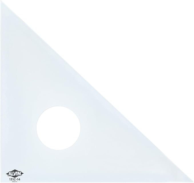 ALVIN 45/90 Clear Professional Acrylic Drafting Triangle Model 131C-14, Multipurpose Tool for Drafting, Design, and Architecture, Great for Machining and Woodworking, 14" inch 45 Degree/90 Degree