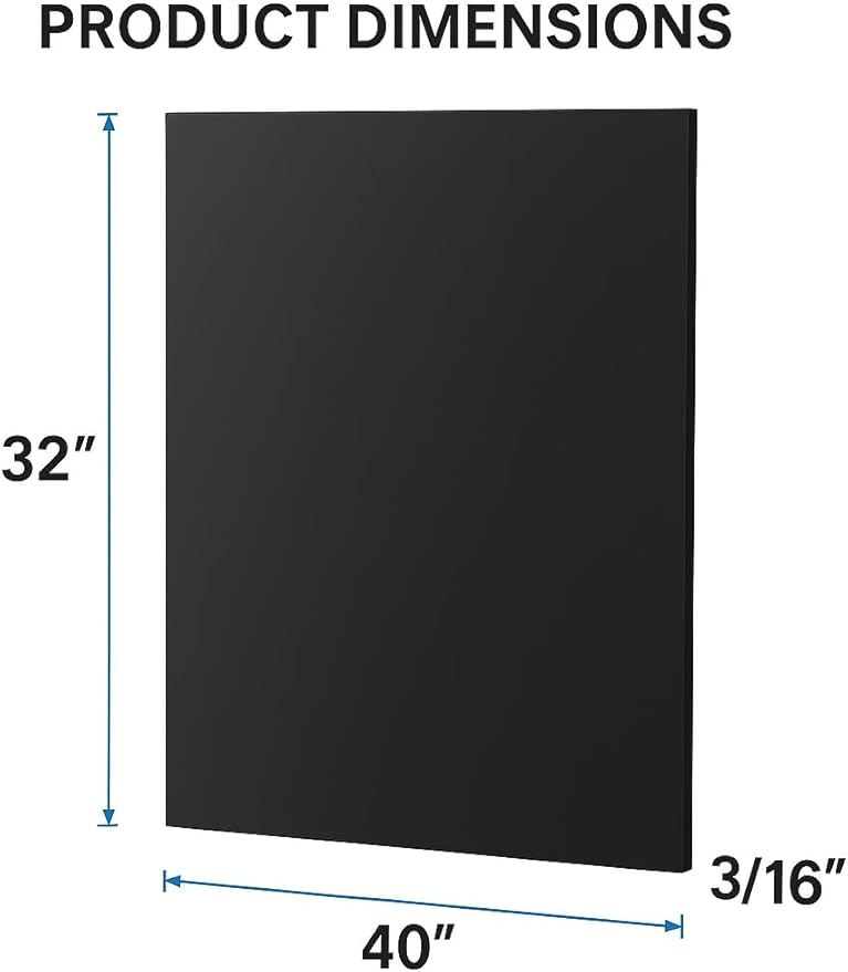 Framer Supply Black Foam Board - 32x40 Inches, 3/16" Thick, 25-Sheets, Foam Core Board, Foamboard Sheets, Lightweight, Acid-Free Foam Board for Craft & Display