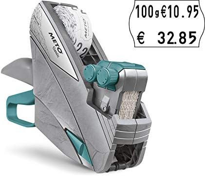 Meto Classic M Price Bar Set 2-line, 16 Positions, Silver-teal, Ready to Use, Ink: Black, 2-year Warranty